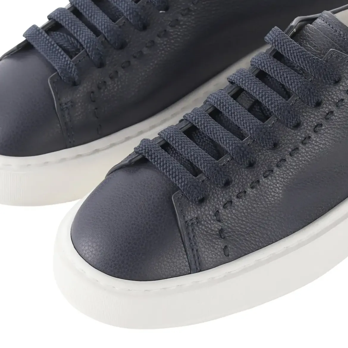Santoni Sneaker aus Leder blau Schnürschuhe