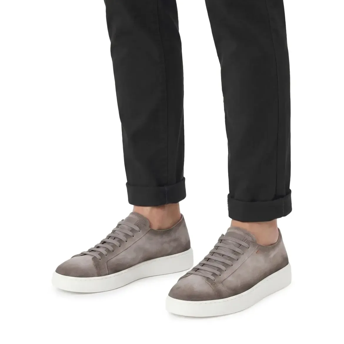 Santoni Sneaker aus Leder braun Schnürschuhe