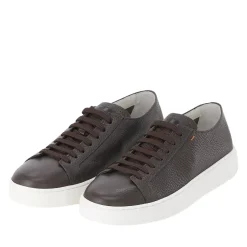 Santoni Sneaker aus Leder braun Schnürschuhe