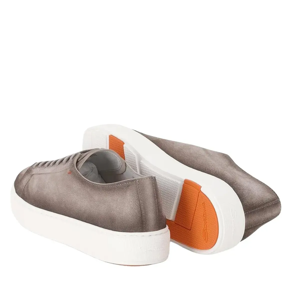 Santoni Sneaker aus Leder braun Schnürschuhe