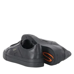 Santoni Sneaker aus Leder schwarz Schnürschuhe