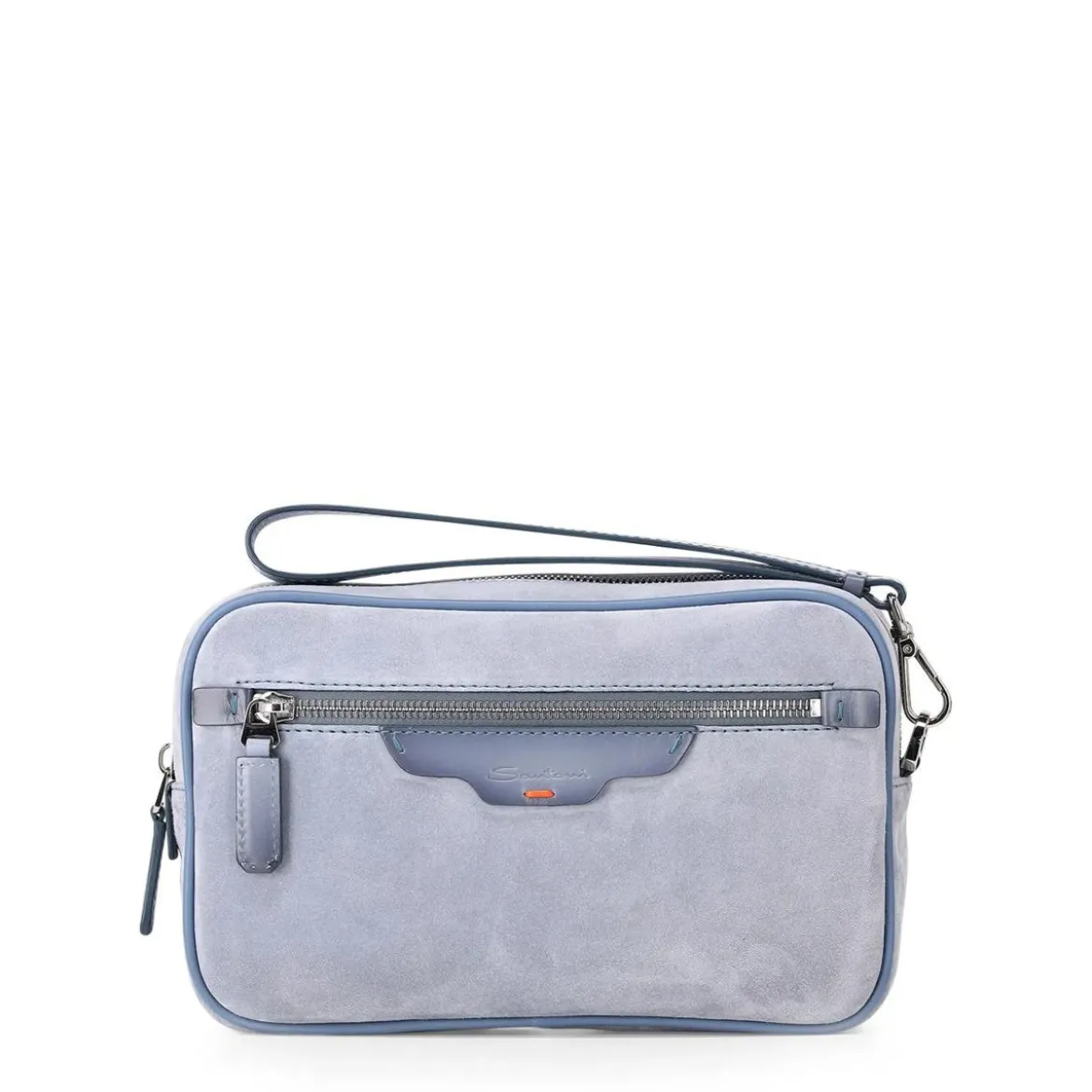 Santoni Travel Bag aus Veloursleder blau Clutch