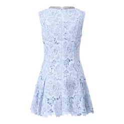 Self Portrait Blue Flower Lace Mini Dress Blue Minikleid