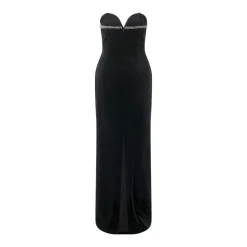Self Portrait Maxikleid Black Velvet schwarz Maxikleid