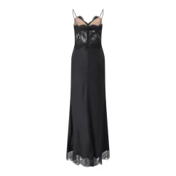 Self Portrait Midikleid aus Satin & Spitze schwarz Maxikleid