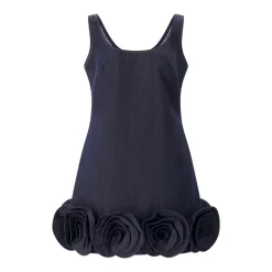 Self Portrait Sheath Dress With 3D Flowers Black Minikleid