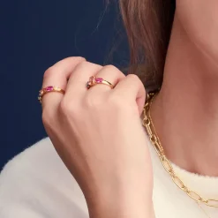 Sif Jakobs Jewellery Ellisse Cinque Ring Gold Pavéring
