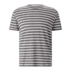 Stefan Brandt Gestreiftes T-Shirt Enno aus Leinen grau T-Shirt