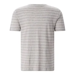 Stefan Brandt Gestreiftes T-Shirt Enno aus Leinen grau T-Shirt