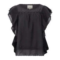 STELLA FOREST Blusenshirt Jayna mit Stickerei Schwarz Bluse