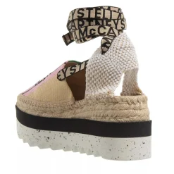 Stella McCartney Gaia Striped Raffia Platform Espadrilles Natural/Green Espadrilles