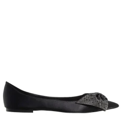 Steve Madden Magi Black Satin Ballerinas