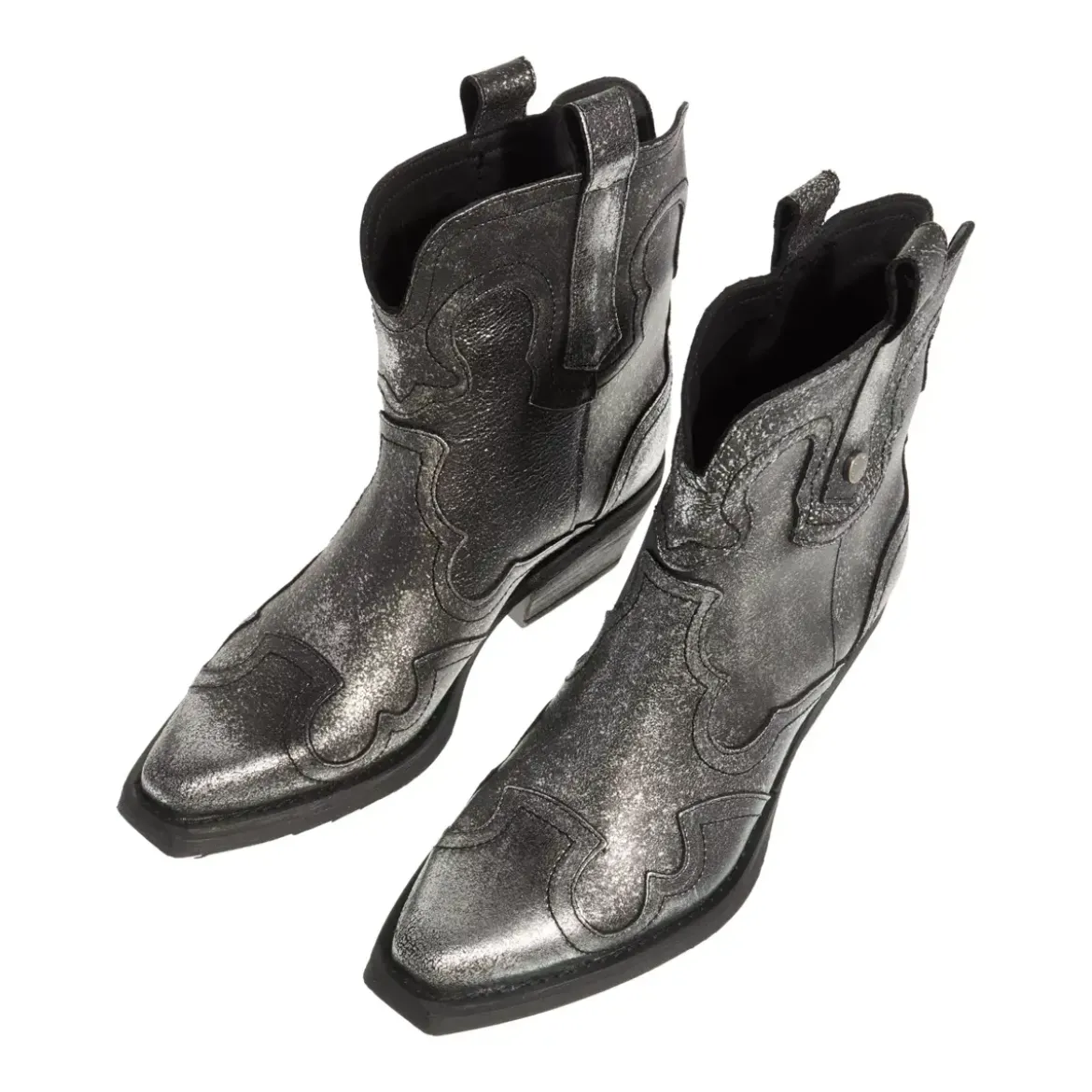 Steve Madden Waynoa Silver Leather Cowboy-Stiefel