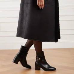 Stuart Weitzman Esme Belted Zip Bootie Black Stiefeletten