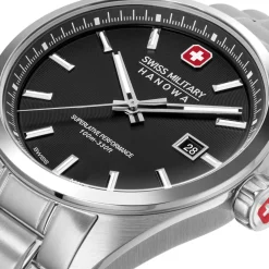 Swiss Military Hanowa Quarzuhr PIONEER- Anzeige: 3 Zeiger- Qualität:silber Quarzuhr