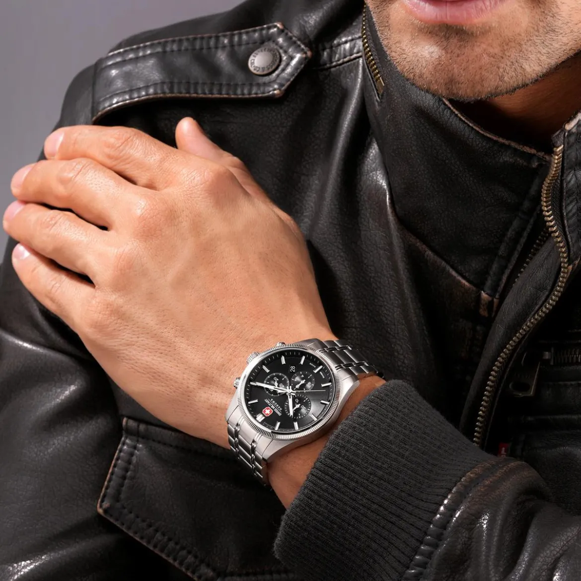 Swiss Military Hanowa Quarzuhr Airman First Class silber Chronograph