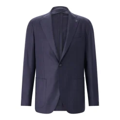 Tagliatore Sakko aus Seide blau Anzugjacke