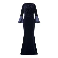 Talbot Runhof Abendkleid aus Samt blau Maxikleid