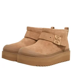 Tory Burch Mellow Shearling Platform Boot Light Chestnut / Gold Stiefeletten