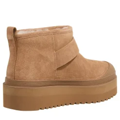 Tory Burch Mellow Shearling Platform Boot Light Chestnut / Gold Stiefeletten