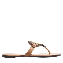 Tory Burch Metal Miller Walnut / Gold Flip Flops