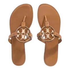 Tory Burch Metal Miller Walnut / Gold Flip Flops