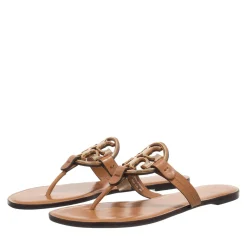 Tory Burch Metal Miller Walnut / Gold Flip Flops