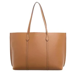 Tory Burch Structured Brown Leather Tote With Refined Details Brown Shopper