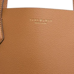 Tory Burch Structured Brown Leather Tote With Refined Details Brown Shopper