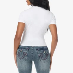 True Religion - Baby Tee- Markanter Grafikprint auf Front- Ret weiss T-Shirt