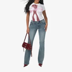 True Religion - Baby Tee- Markanter Grafikprint auf Front- Ret weiss T-Shirt