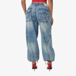 True Religion - Baggy Jogger- Denim-Optik- Weite Silhouette-blau Jeans