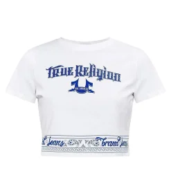 True Religion - Bandeau-Shirt- Enganliegend- Markanter Grafik. weiss T-Shirt