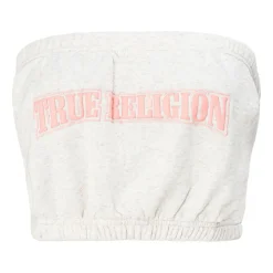 True Religion - Bandeau-Top- Puff-Print- Weiche Fleeceinnensei graubeige Top