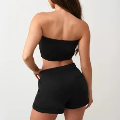True Religion - Bandeau-Top- Puff-Print- Weiche Fleeceinnensei schwarz Top