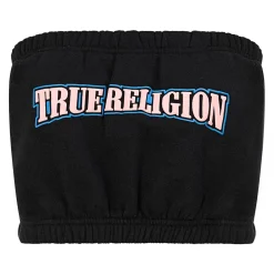 True Religion - Bandeau-Top- Puff-Print- Weiche Fleeceinnensei schwarz Top