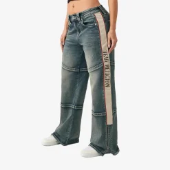 True Religion - Bobbi Baggy-Jeans- Mittelhohem Bund- Kontraste blau Jeans