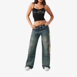 True Religion - Bobbi Baggy-Jeans- Mittelhohem Bund- Kontraste blau Jeans