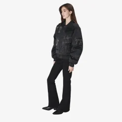 True Religion - Bomber-Jacke- Verzierung mit Ziersteine- Lässi schwarz Blouson