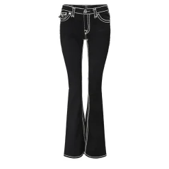 True Religion - Bootcut- Mid Rise- Ausgestelltes Bein- Superschwarz Bootcut-Jeans