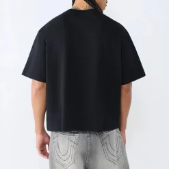 True Religion - Boxy T-Shirt- Rundhalsausschnitt- Markante Log schwarz T-Shirt