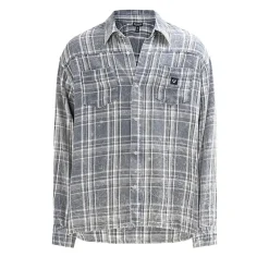 True Religion - Flanellhemd- Lässiger Schnitt- Knopfleiste- G blau Hemd