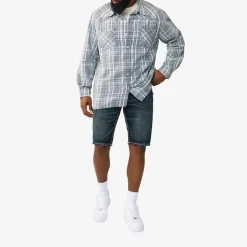 True Religion - Flanellhemd- Lässiger Schnitt- Knopfleiste- G blau Hemd