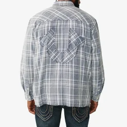 True Religion - Flanellhemd- Lässiger Schnitt- Knopfleiste- G blau Hemd