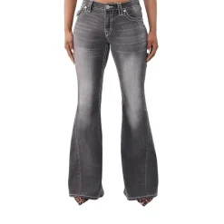 True Religion - Flared-Jeans- Weiter Schlag- Drehbein- Gedreh schwarz Jeans