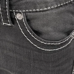 True Religion - Flared-Jeans- Weiter Schlag- Drehbein- Gedreh schwarz Jeans