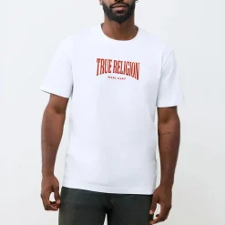 True Religion - Gerader Schnitt- Überschnittende Schultern- Ba weiss T-Shirt