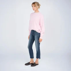 True Religion - Gerader Schnitt- Logo-Stickerei- Rundhalsaussc rosa Pullover