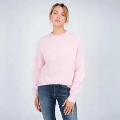 True Religion - Gerader Schnitt- Logo-Stickerei- Rundhalsaussc rosa Pullover