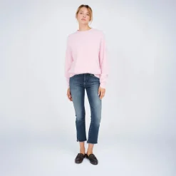 True Religion - Gerader Schnitt- Logo-Stickerei- Rundhalsaussc rosa Pullover
